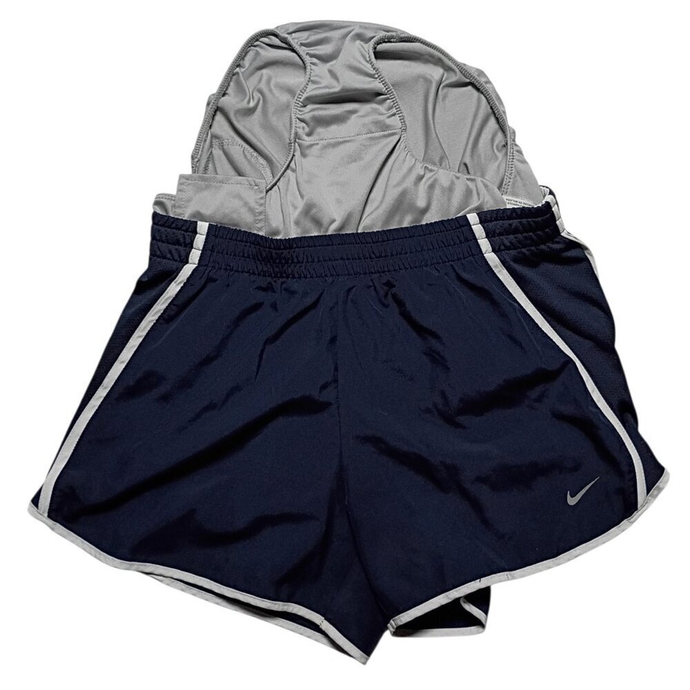 Nike Women M Dri-FIT Performance Running Shorts Blue & White M Side Mesh Comfort - Picture 6 of 14